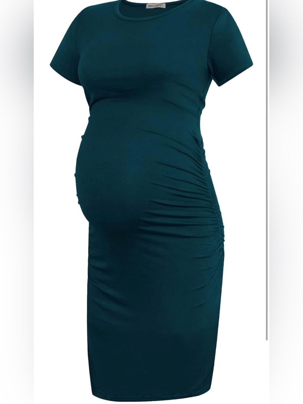 Smallshow Women's Short Sleeve Maternity Dress Ruched in Teal